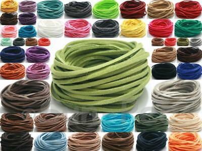 Flat Leather Diy 3mm Cord Lace Rope Jewellery Crafts Beading Faux Suede 2-20yd
