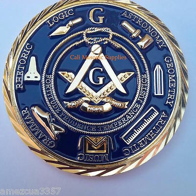 Freemasons Masonic 2" Challenge Coin Golden 3d Design With Case Nice Mason Gift