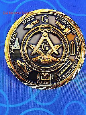 Masonic Commemorative  2" Challenge Coin Dark Golden 3d Design  Nice Mason Gift